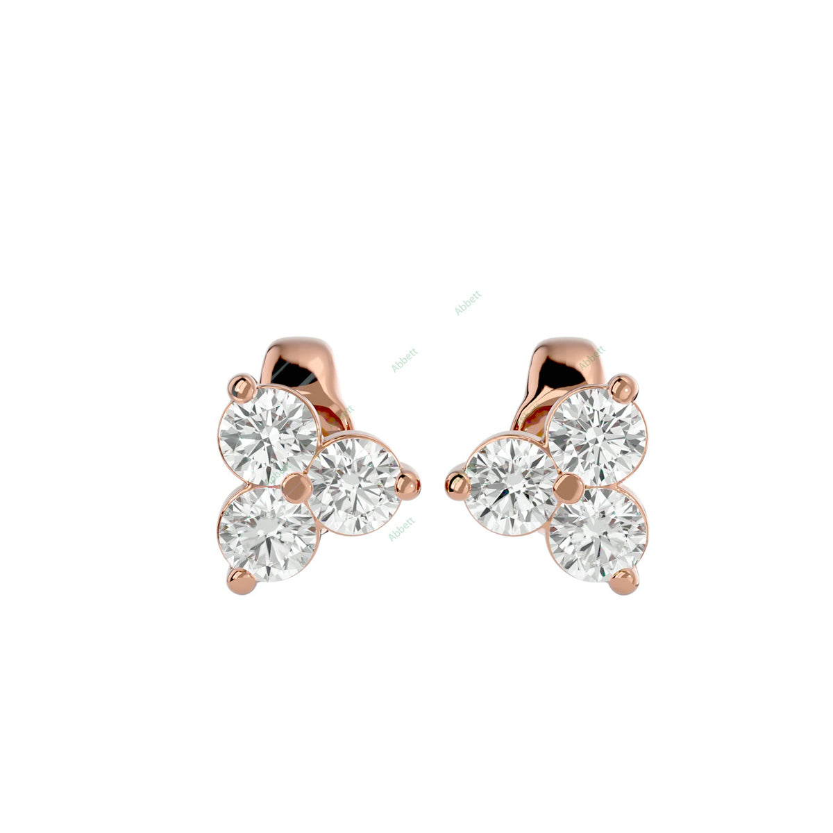 Three Stone Stud Earring STTH004