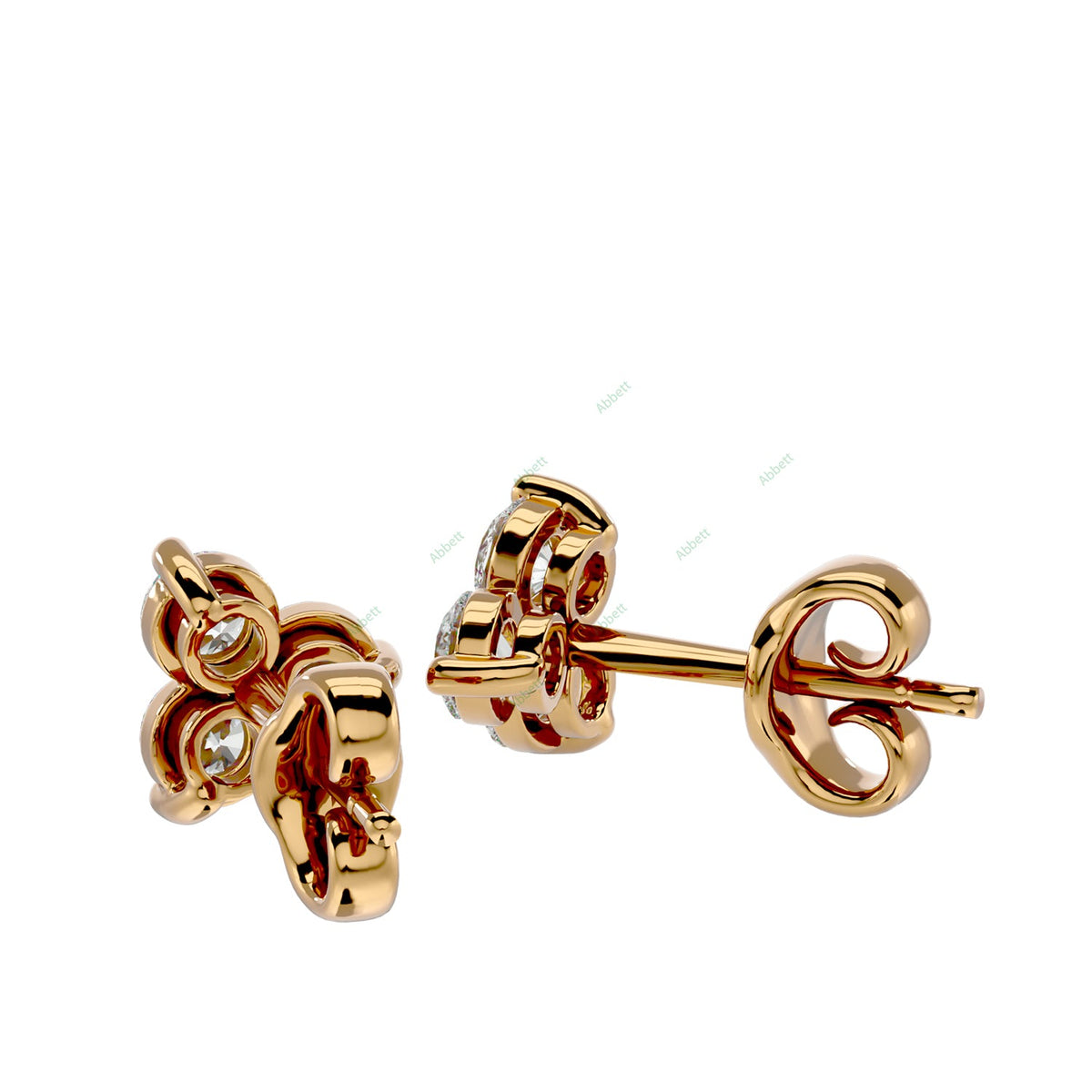 Three Stone Stud Earring STTH004