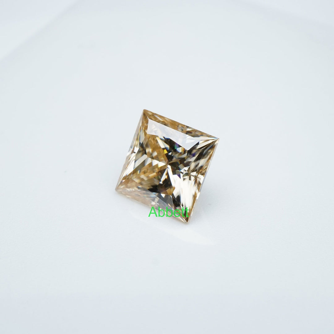 Square princess brown moissanite
