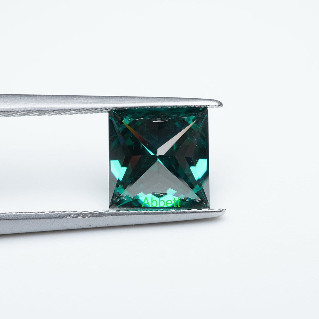 Square princess green moissanite