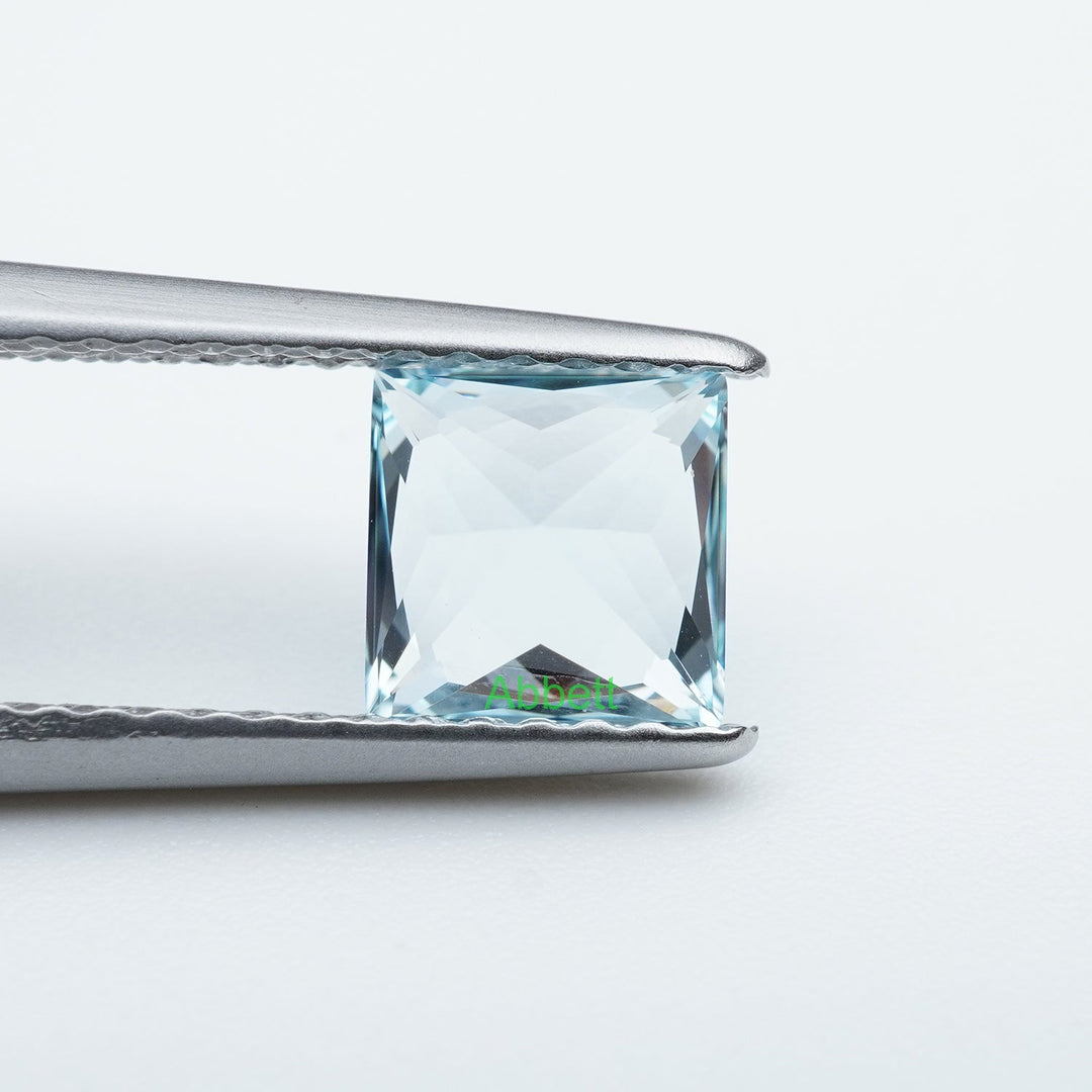 Square princess lab grown aqua sapphire