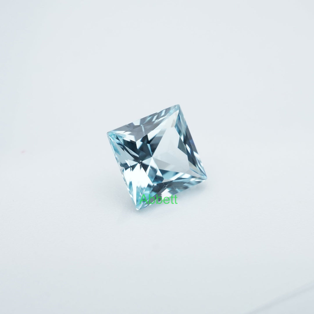 Square princess lab grown aqua sapphire