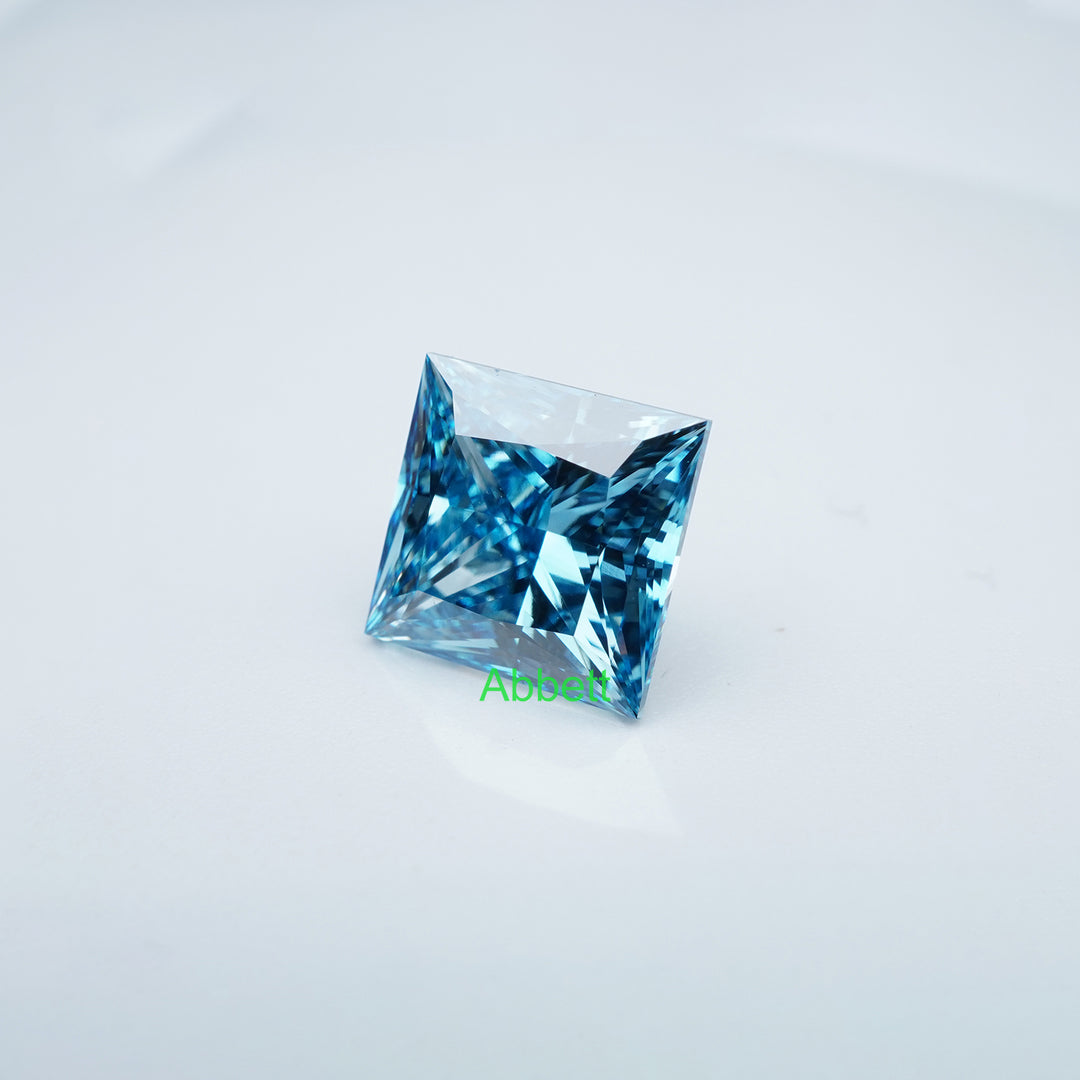 Square princess lab grown blue diamond
