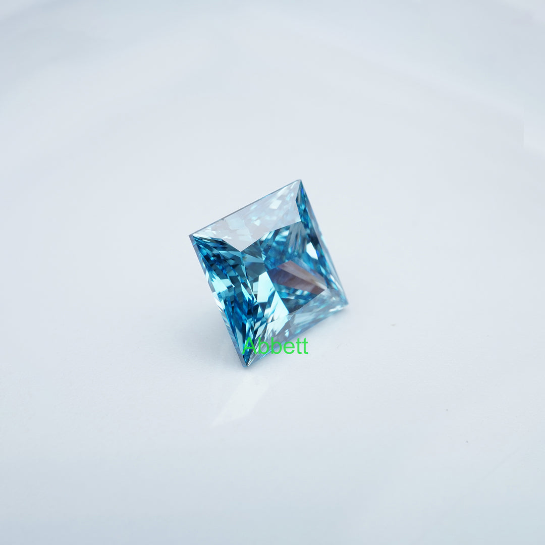 Square princess lab grown blue diamond