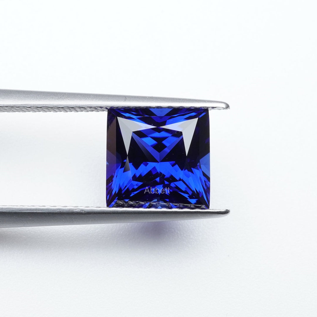Square princess lab grown blue sapphire