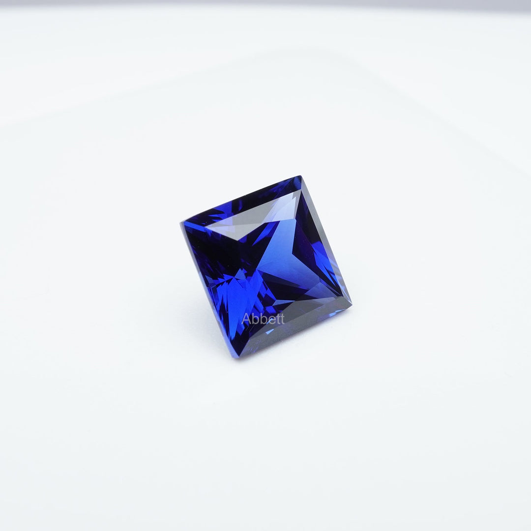Square princess lab grown blue sapphire