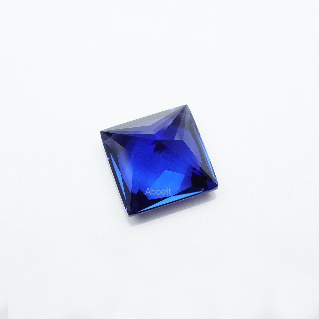 Square princess lab grown blue sapphire