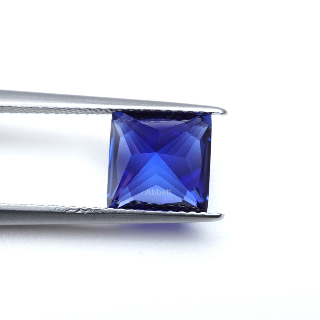 Square princess lab grown blue sapphire