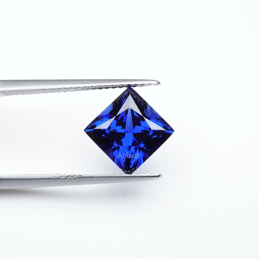 Square princess lab grown blue sapphire