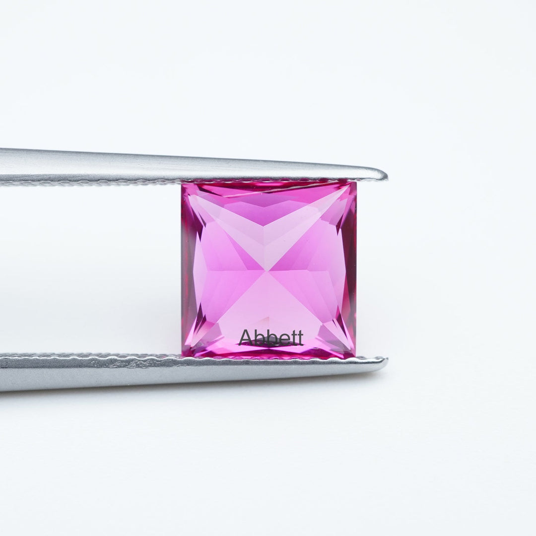 Square princess lab grown hot pink sapphire