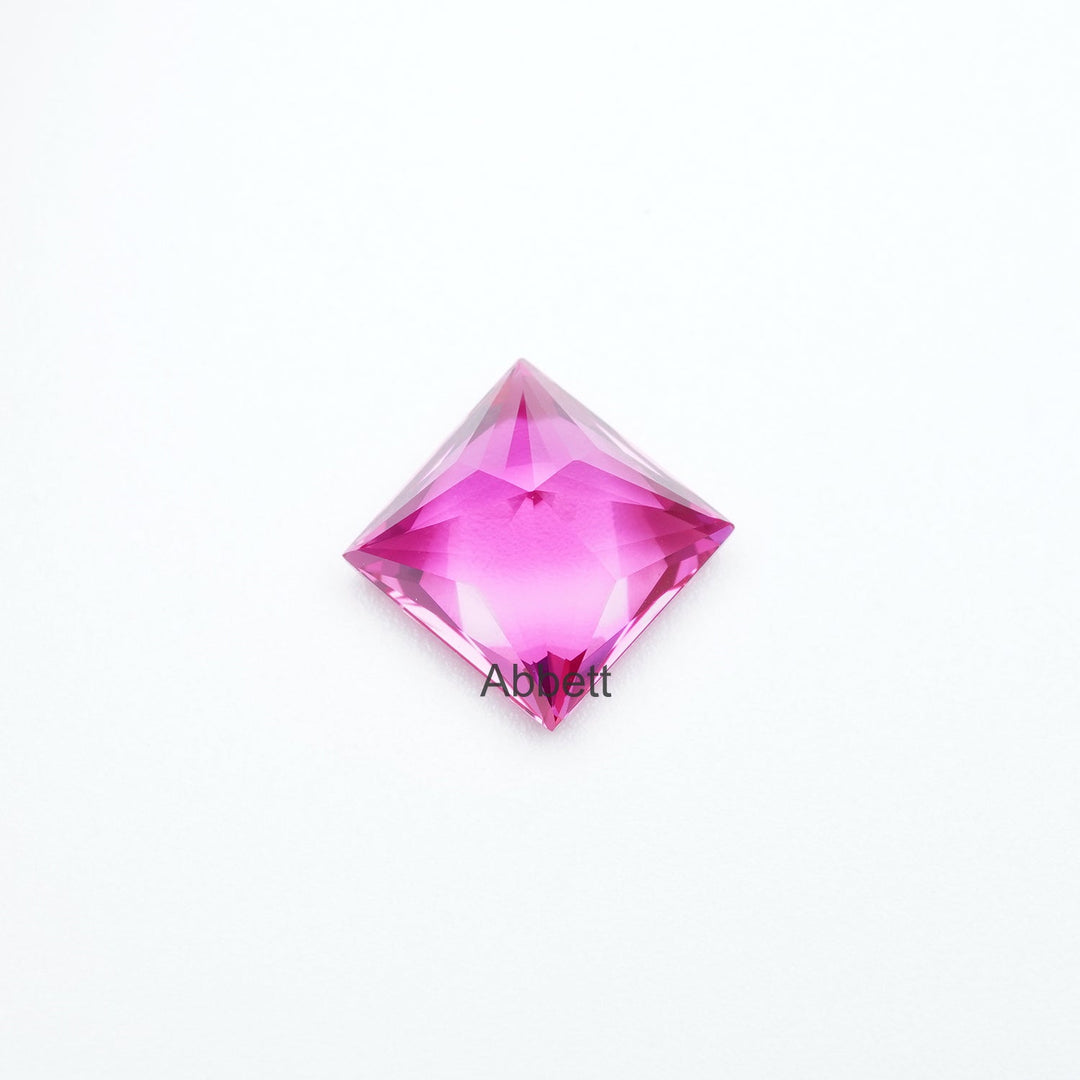 Square princess lab grown hot pink sapphire