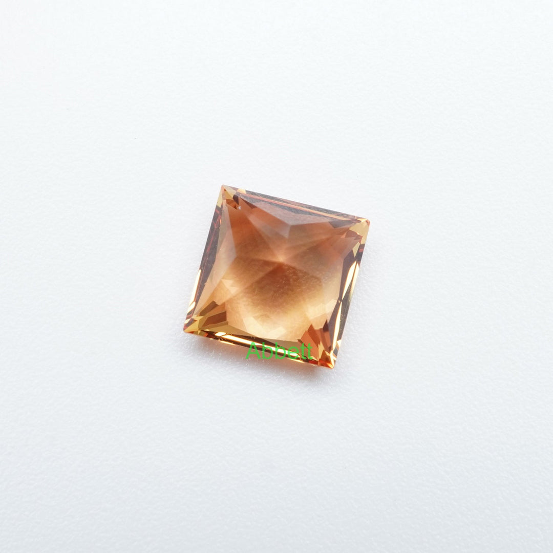 Square princess lab grown orange sapphire