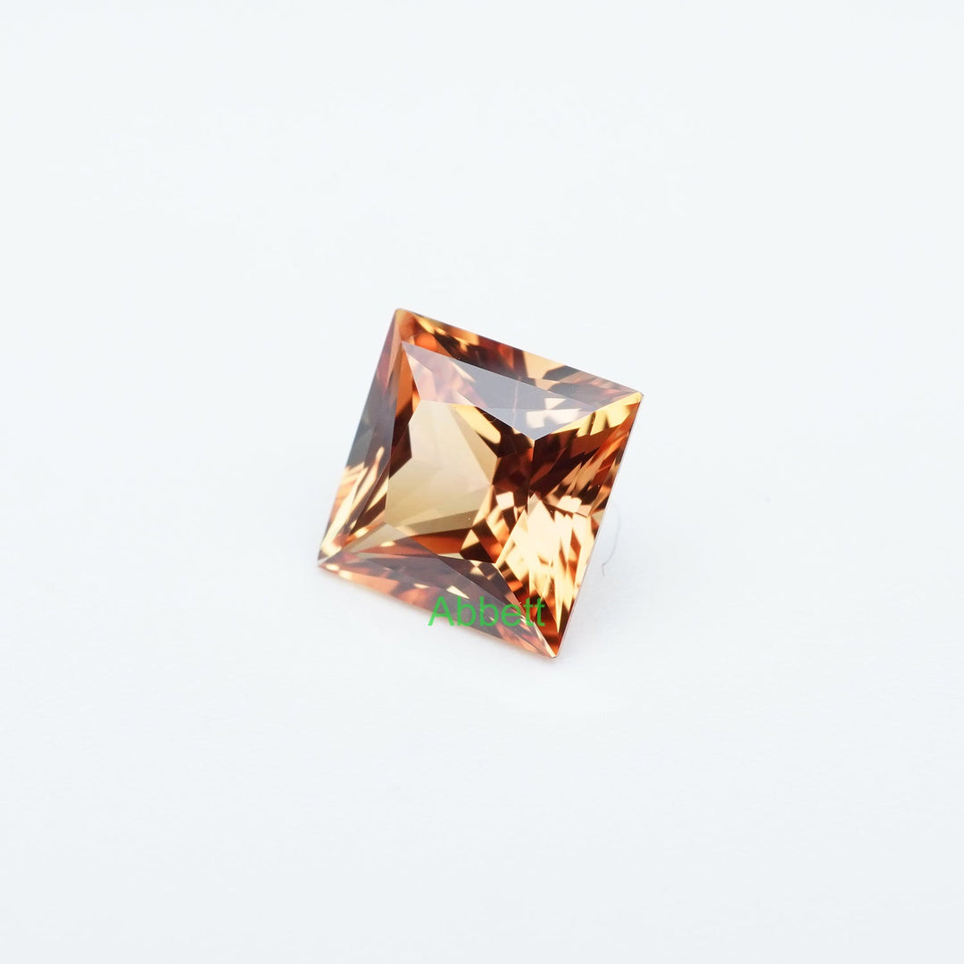 Square princess lab grown orange sapphire