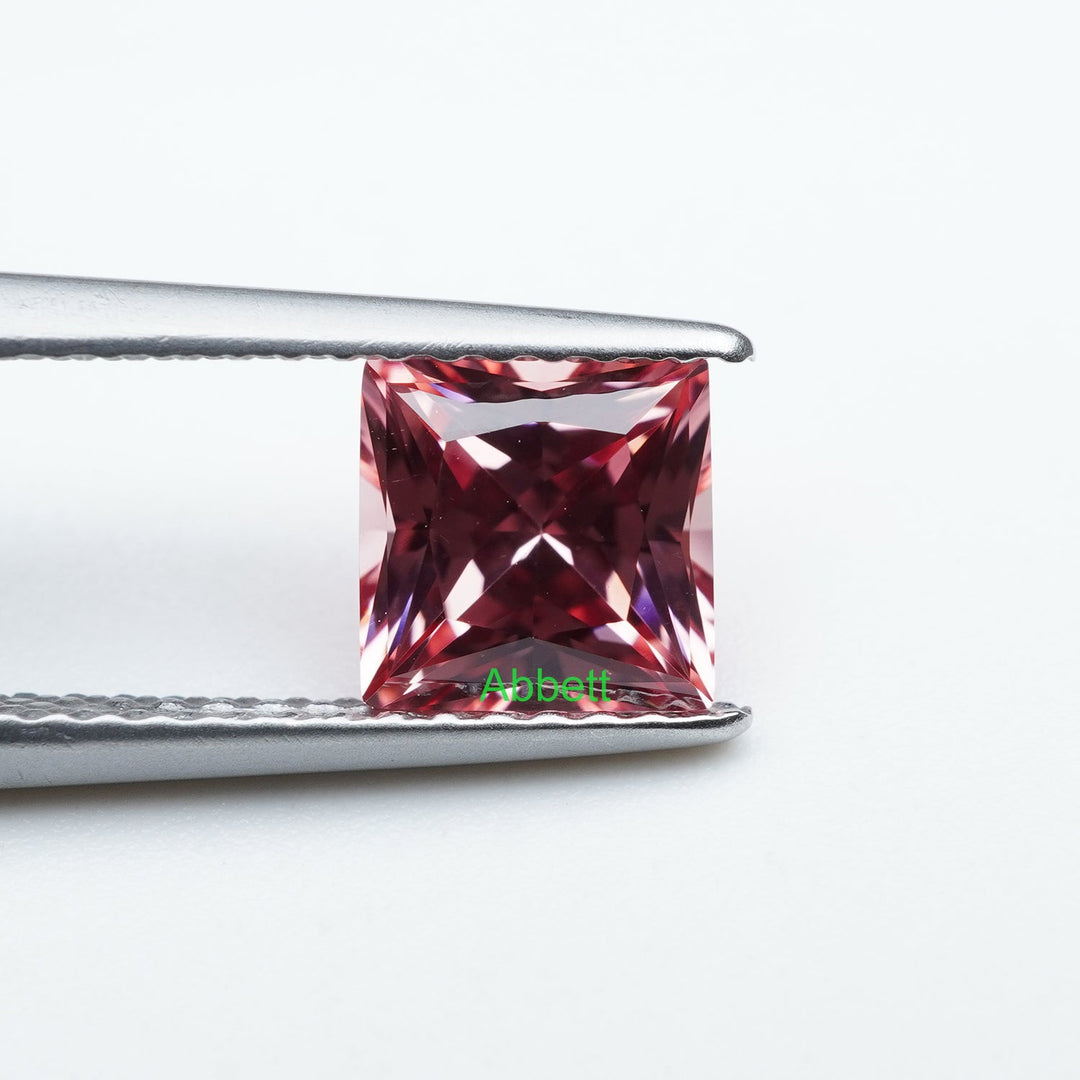 Square princess lab grown padparadscha sapphire