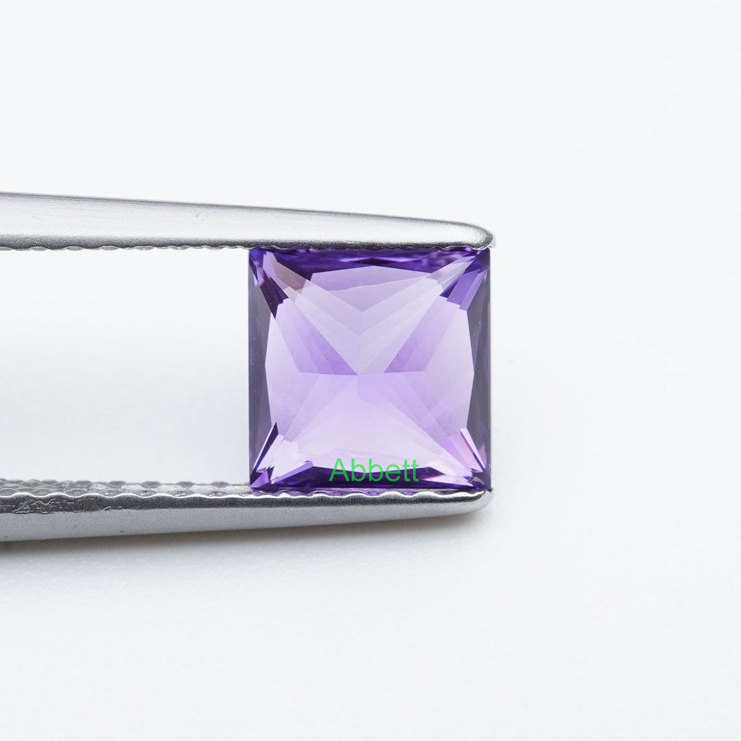Square princess lab grown purple sapphire