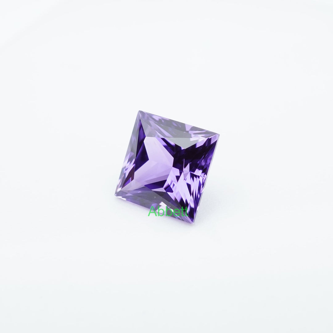 Square princess lab grown purple sapphire