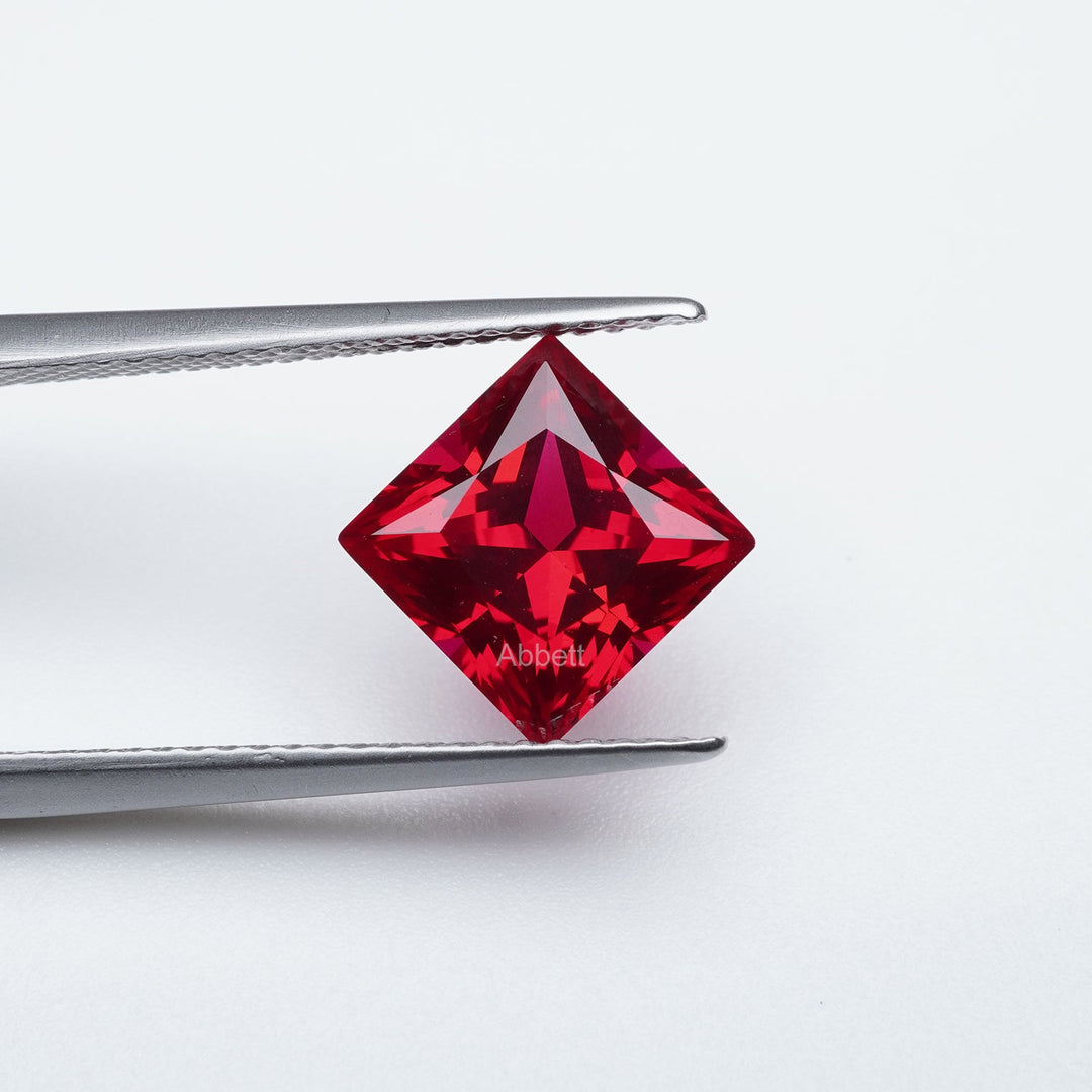 Square princess lab grown ruby