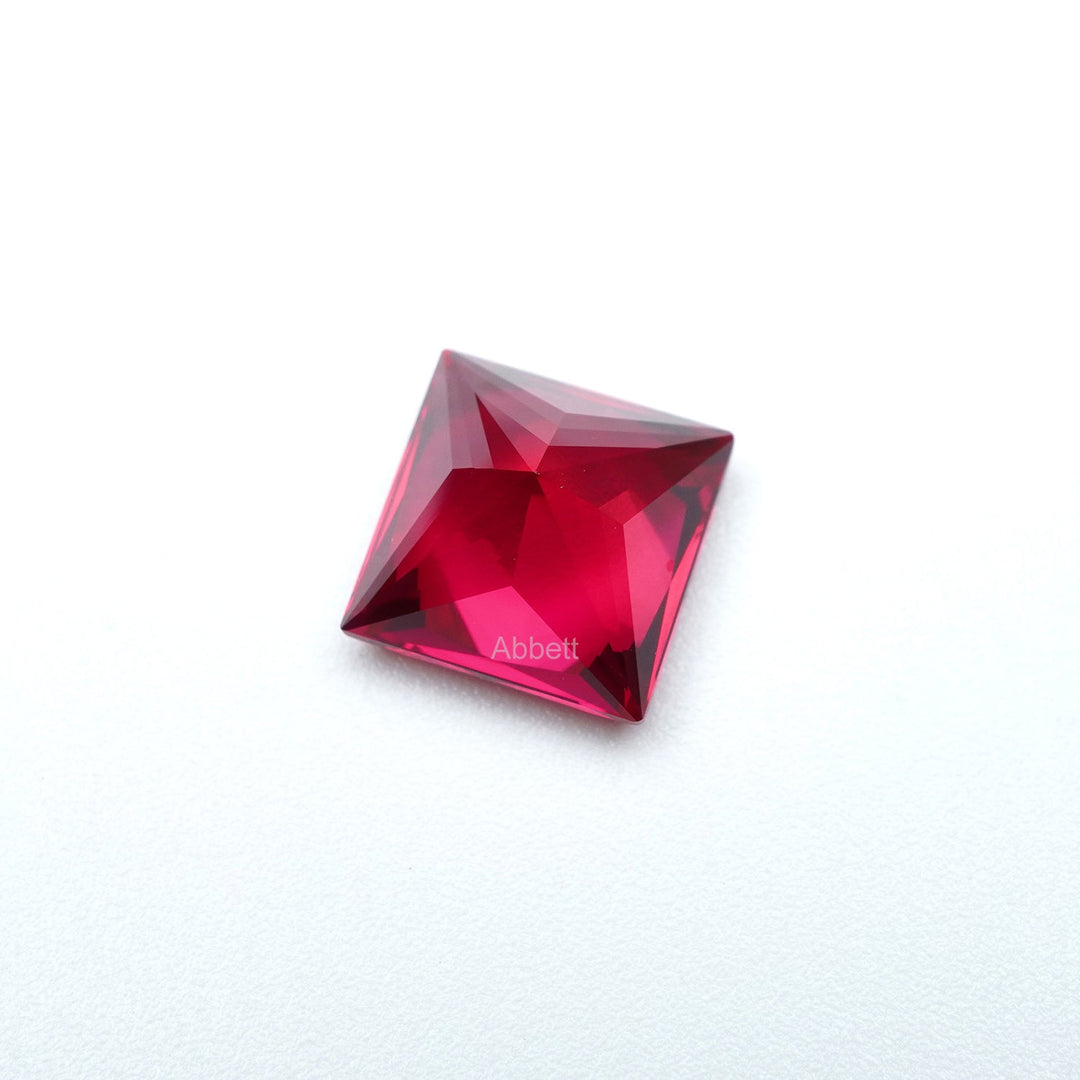 Square princess lab grown ruby