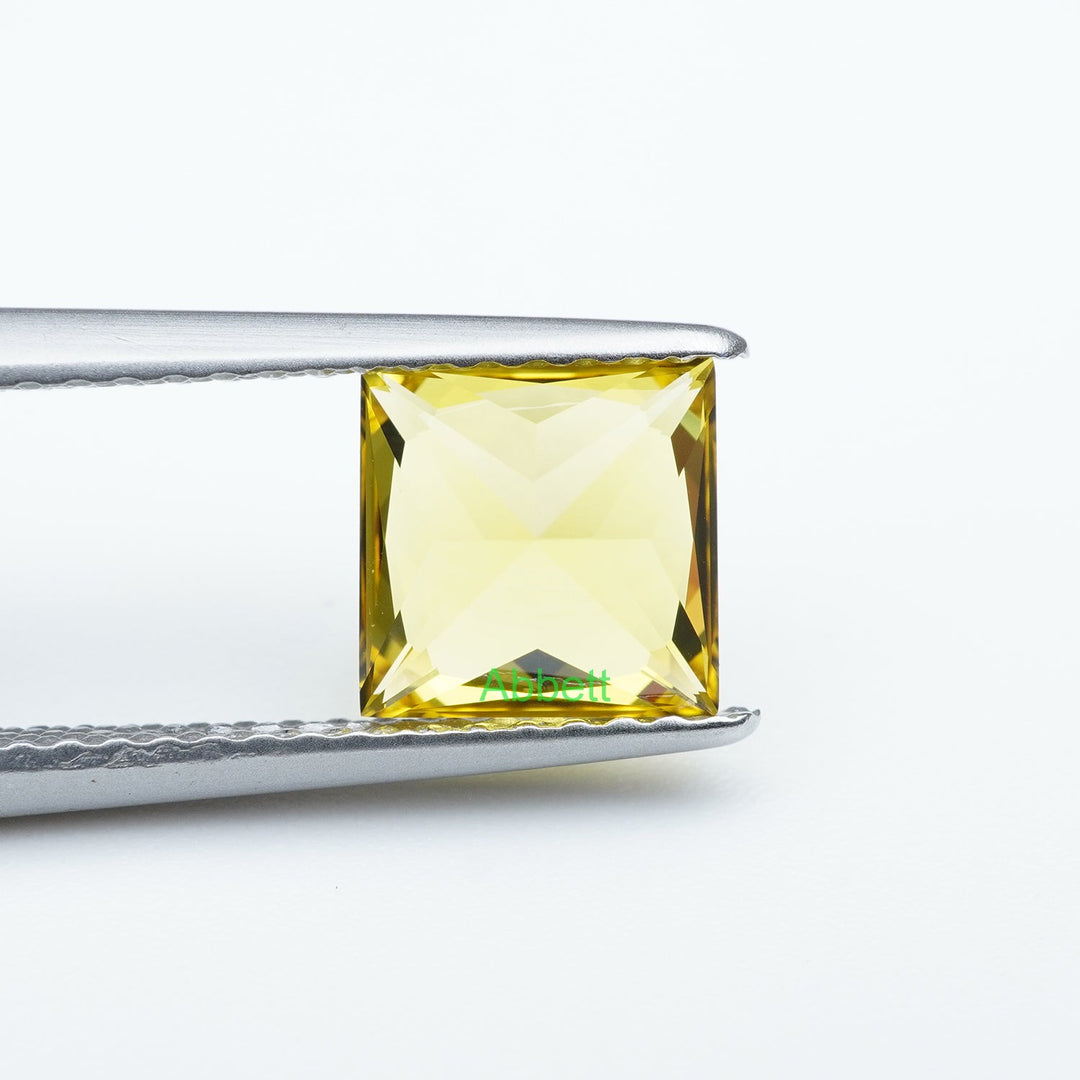 Square princess lab grown yellow sapphire