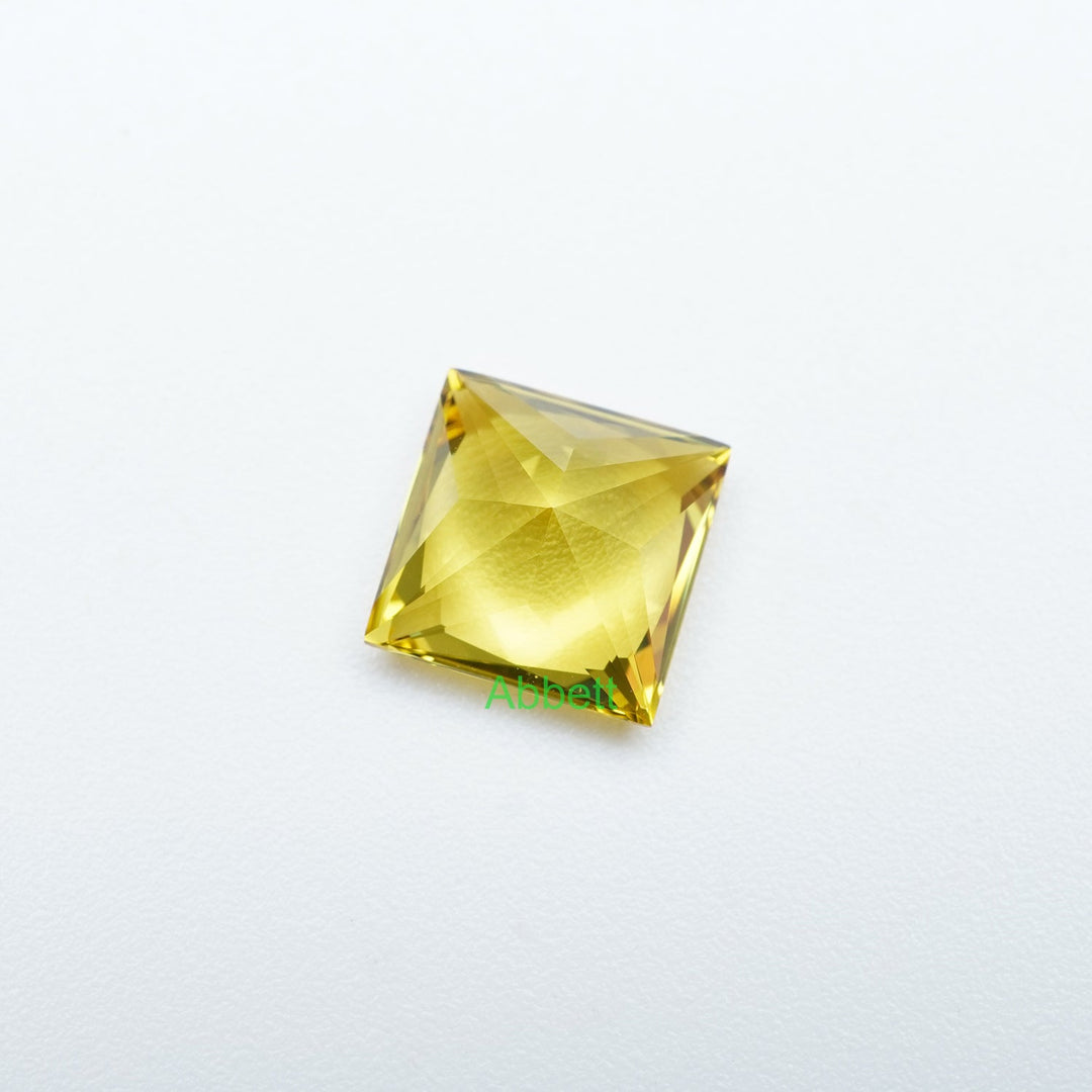 Square princess lab grown yellow sapphire