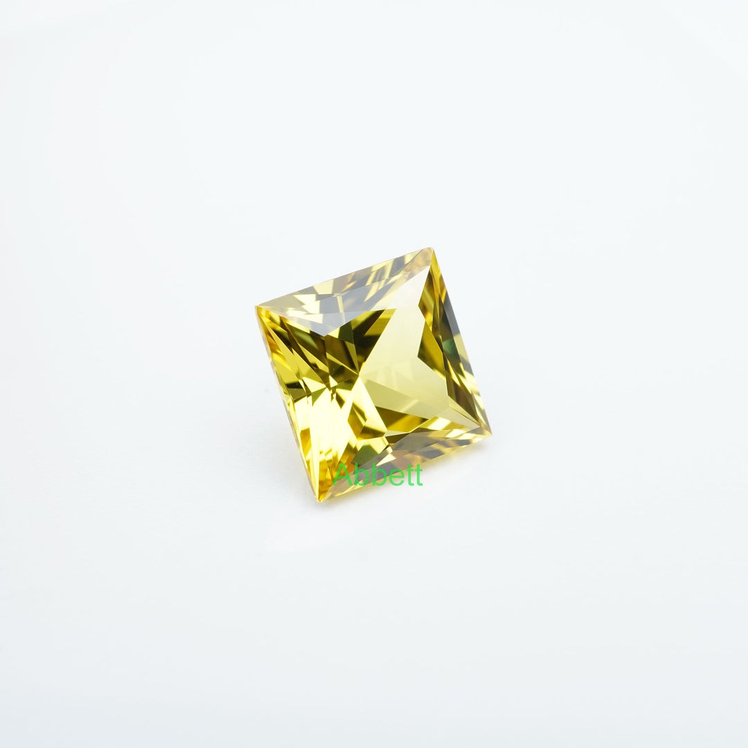 Square princess lab grown yellow sapphire