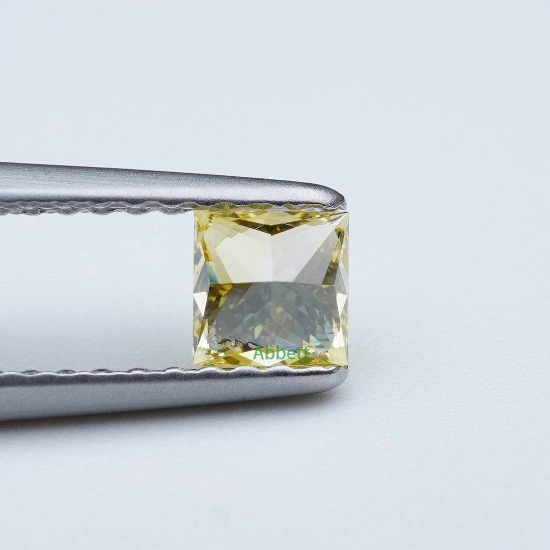 Square princess lab grown yellow diamond