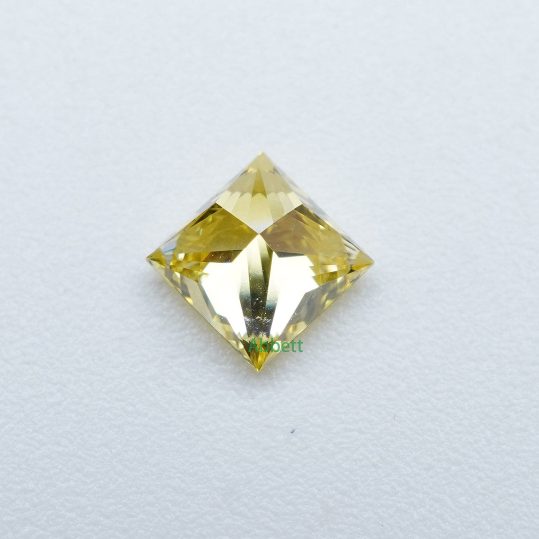 Square princess lab grown yellow diamond
