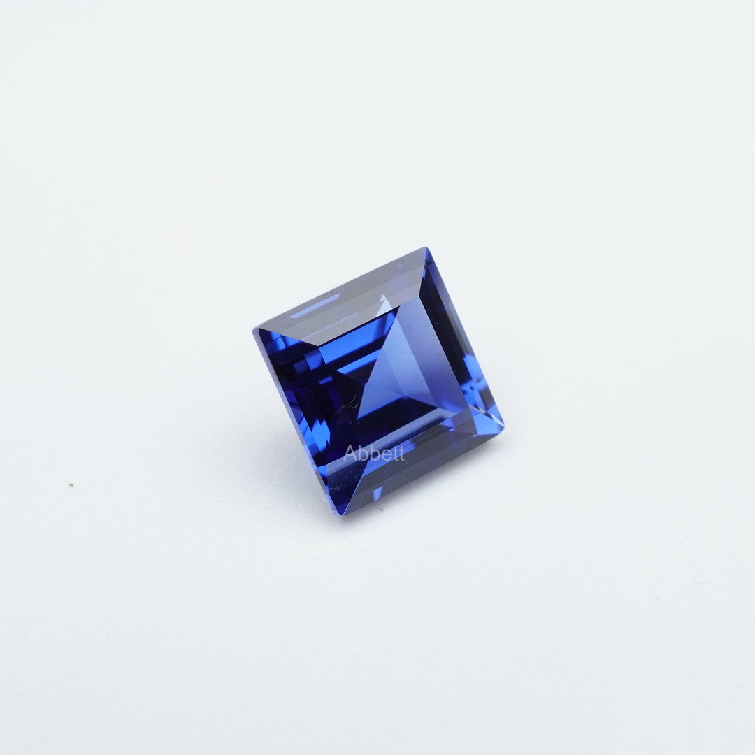Square step lab grown blue sapphire
