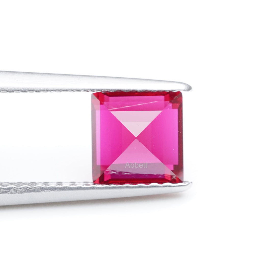 Square step lab grown ruby