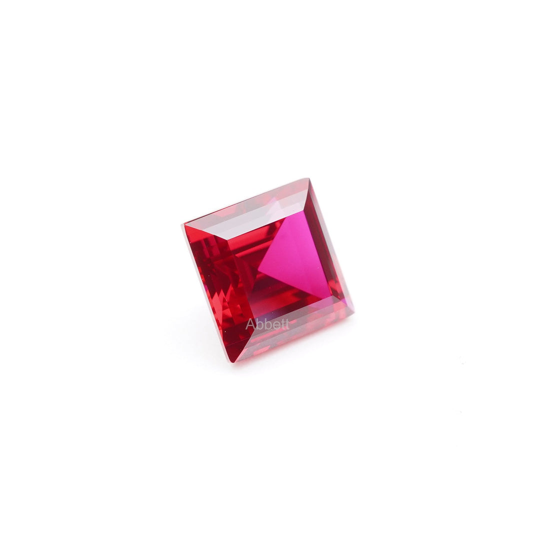 Square step lab grown ruby