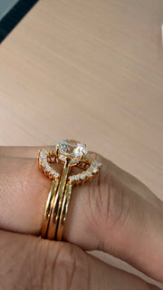 2.75ct Round cut lab grown diamond half-circle engagement stacking rings