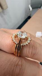 Load image into Gallery viewer, 2.75ct Round cut lab grown diamond half-circle engagement stacking rings