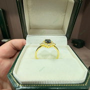 Starburst Diamond Halo Alexandrite Ring | 1.0ct Oval Cut 5x7mm Cosmic Radiant Engagement Ring