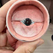 Statement Round Lab Alexandrite Ring | 2.5ct Large 8mm Brilliant Cut Diamond Accent Ring