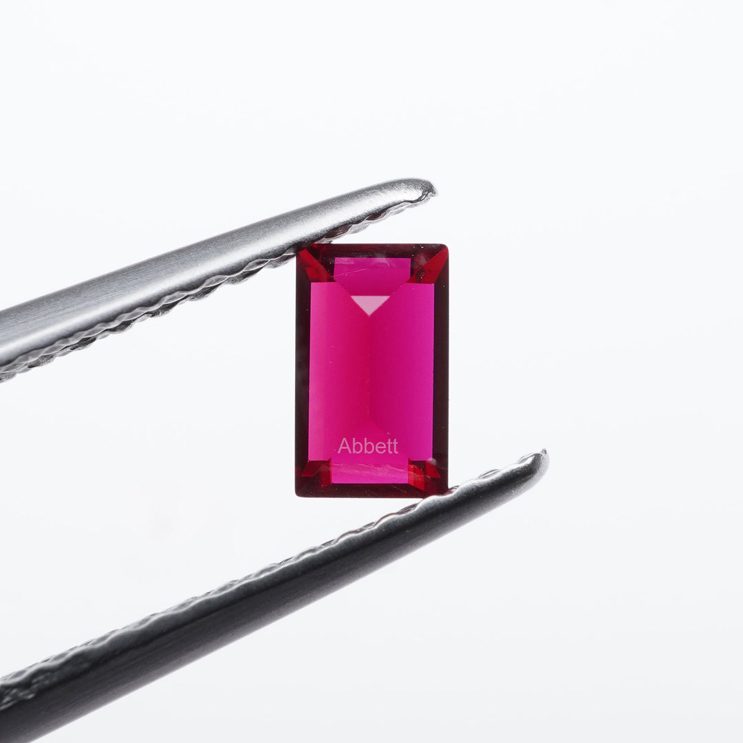 Straight baguette lab grown ruby