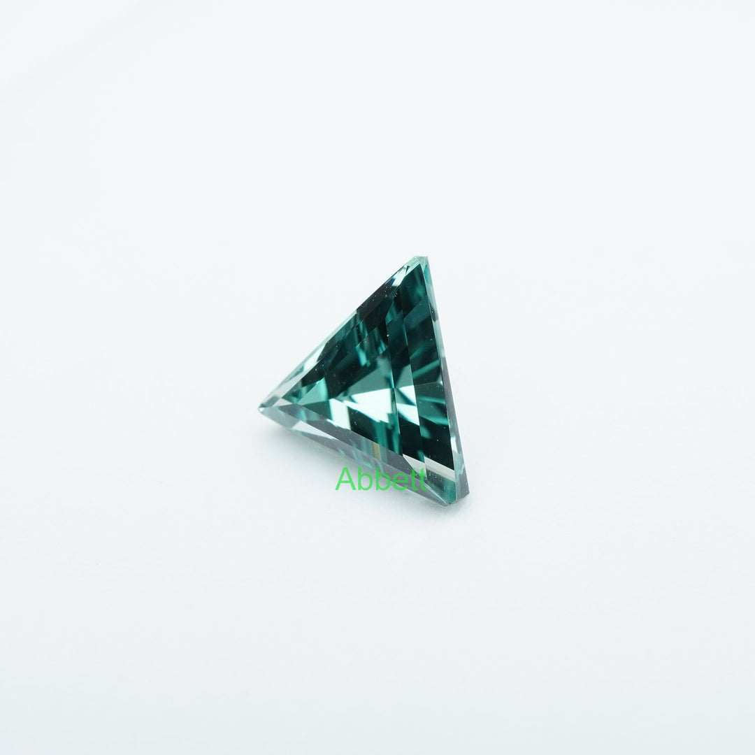 Triangle lab grown green sapphire