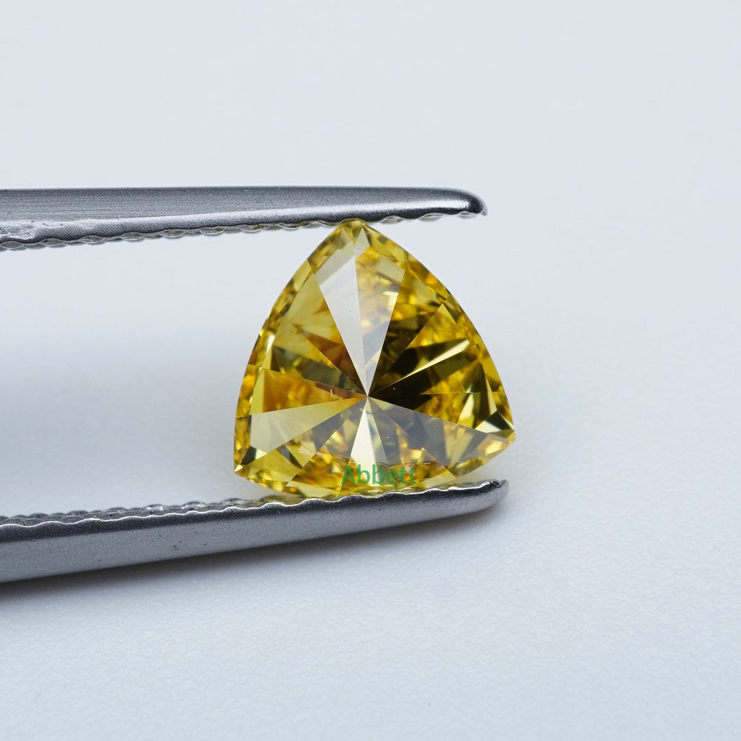 Trillion lab grown yellow diamond