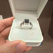 Vintage Art Deco Lab-Grown Alexandrite Zigzag Ring | 1.78ct Emerald Cut Geometric Diamond Band