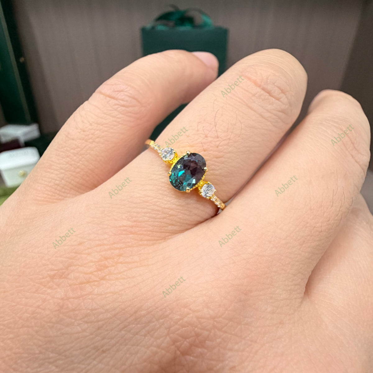 Vintage Inspired Lab Alexandrite Ring | 1.0ct Oval 5x7mm Fine Milgrain & Diamond Accent Ring