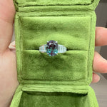 Load image into Gallery viewer, Vintage Oval Lab-Grown Alexandrite Three-Stone Ring | 3.3ct Chunky Stepped Baguette Accents