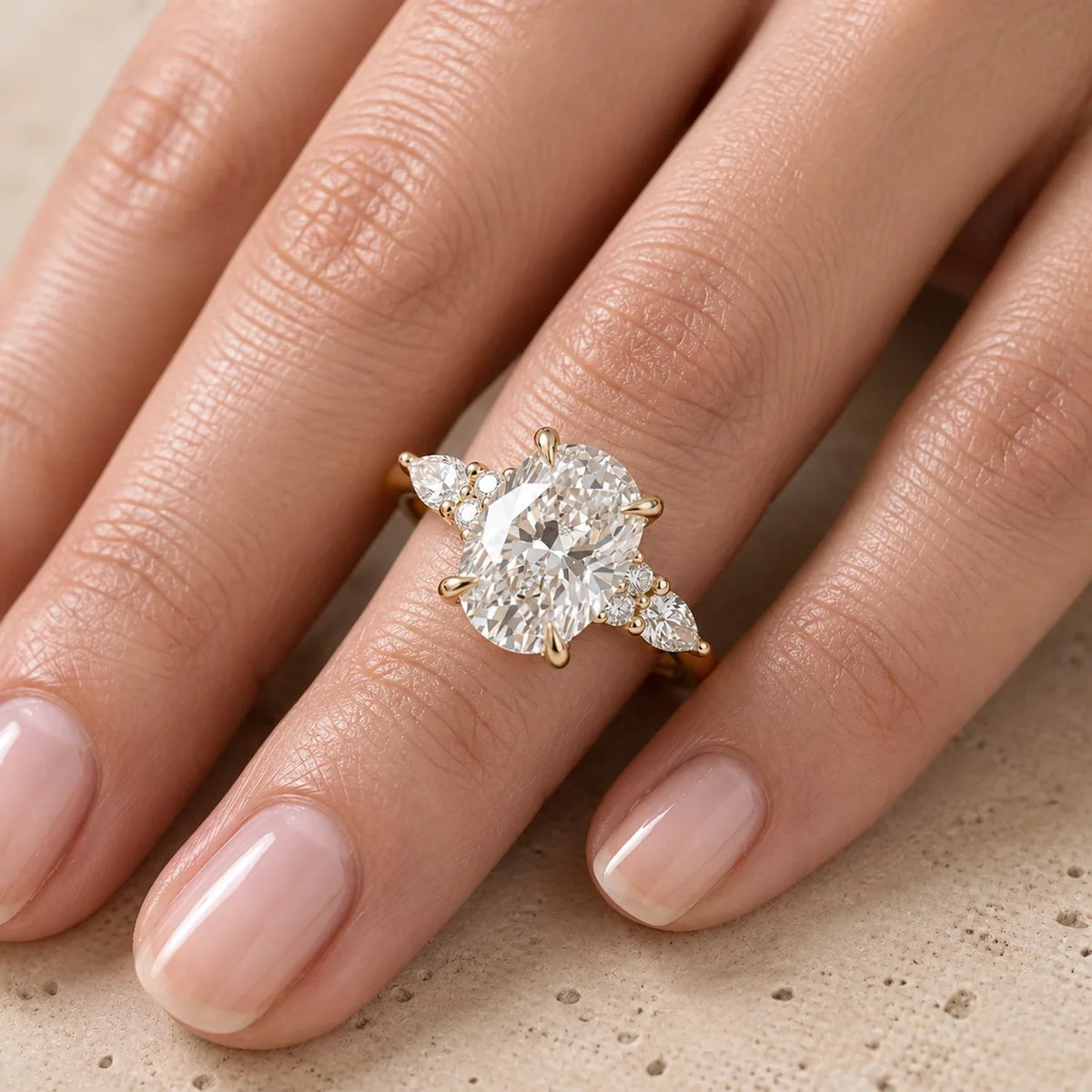 Elongated Cushion Lab-Grown Diamond Cluster Engagement Ring