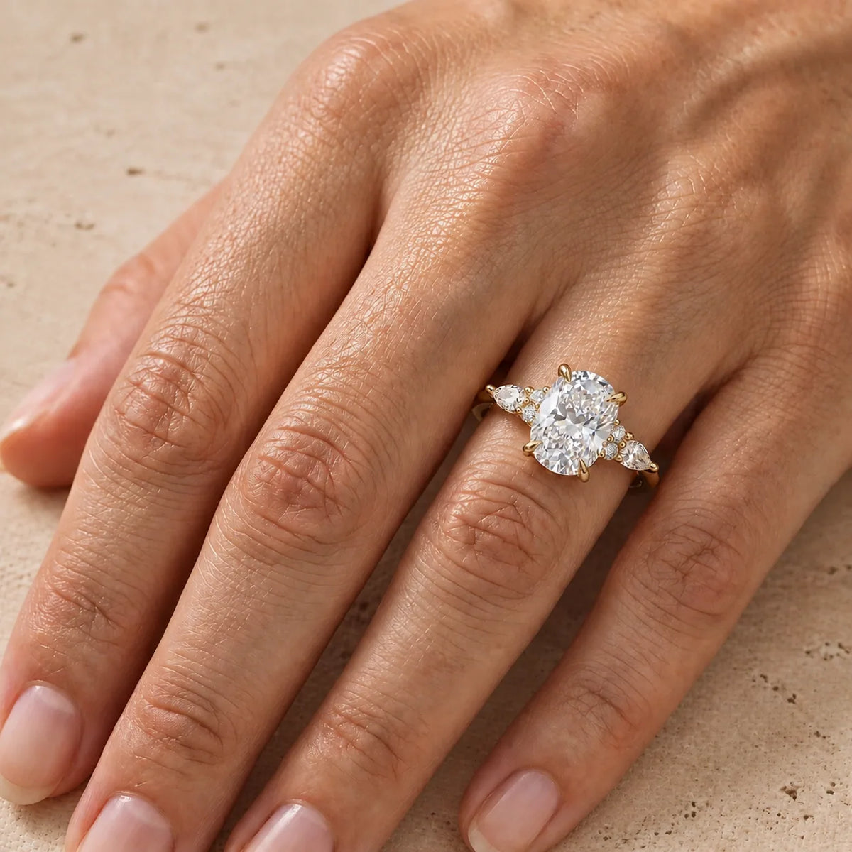 Elongated Cushion Lab-Grown Diamond Cluster Engagement Ring