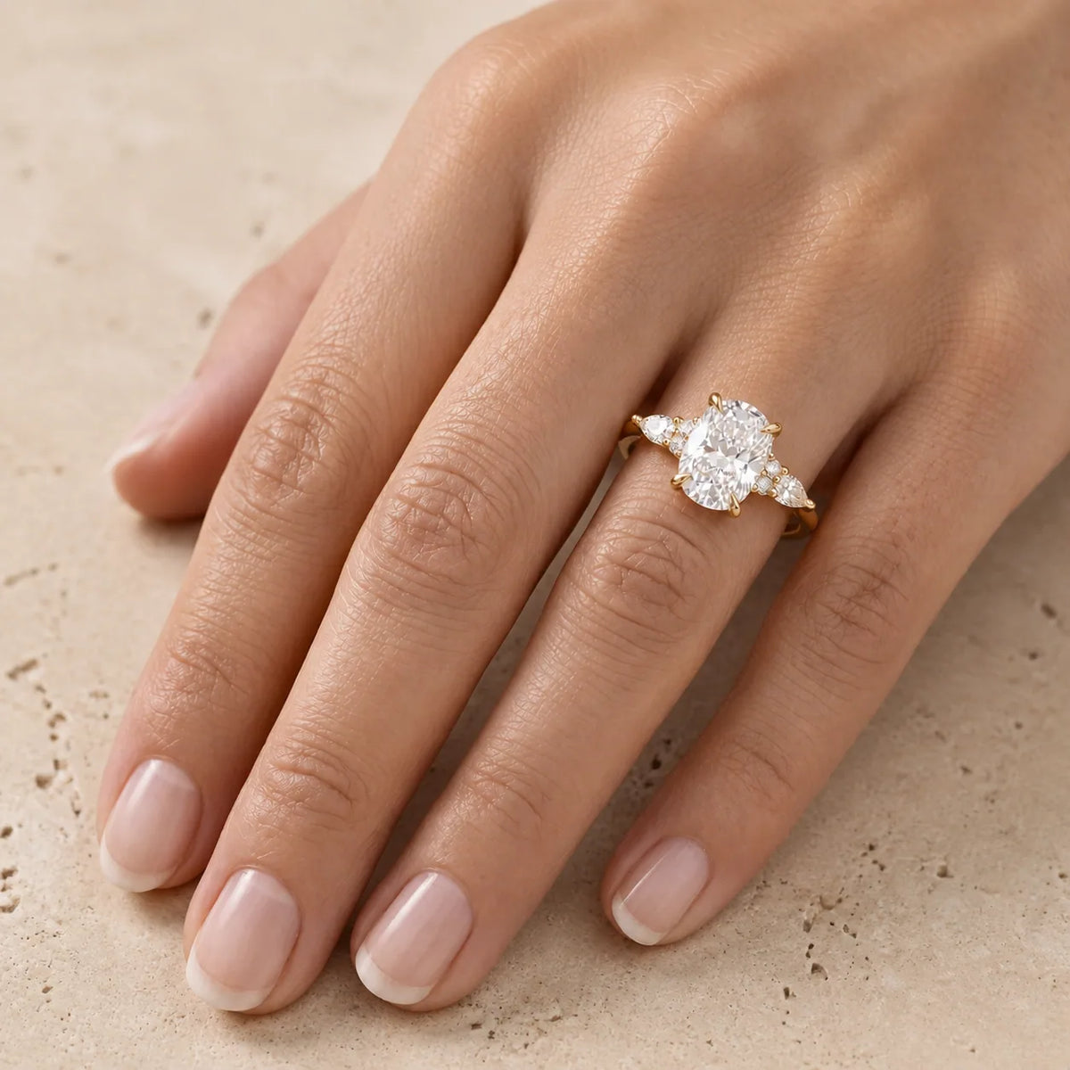 Elongated Cushion Lab-Grown Diamond Cluster Engagement Ring