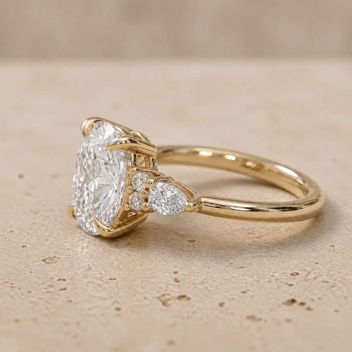 Elongated Cushion Lab-Grown Diamond Cluster Engagement Ring
