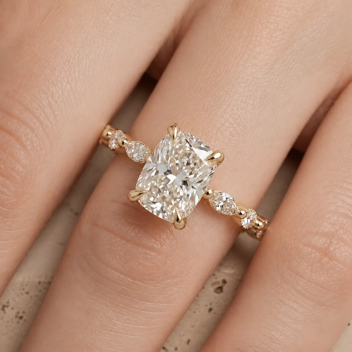 Elongated Cushion Lab-Grown Diamond Engagement Ring