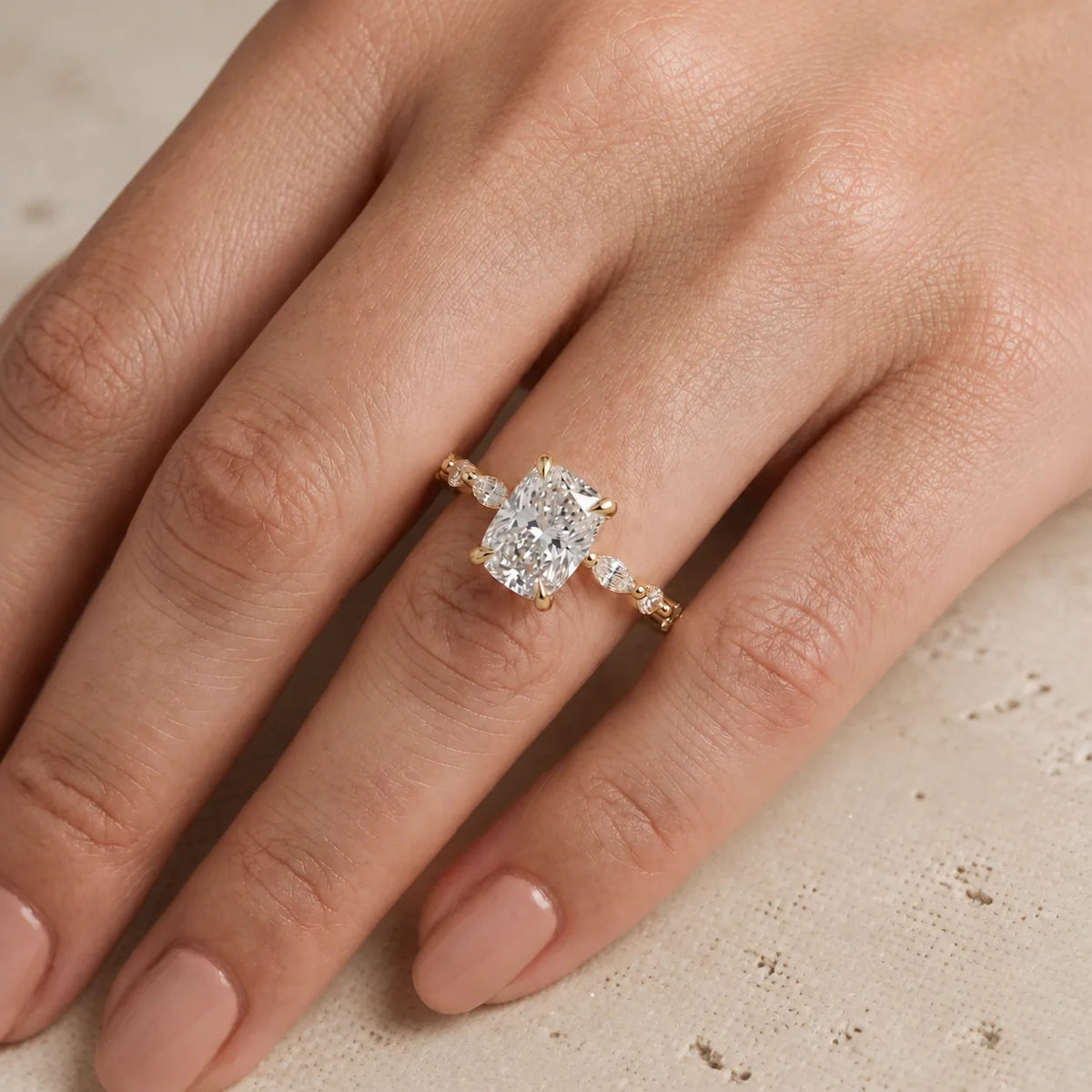 Elongated Cushion Lab-Grown Diamond Engagement Ring