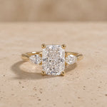Elongated Cushion Lab-Grown Diamond Three-Stone Engagement Ring