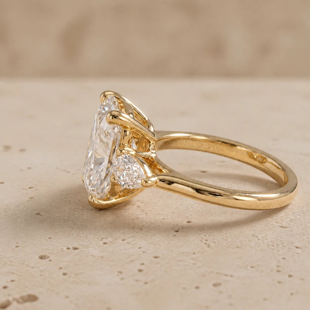 Elongated Cushion Lab-Grown Diamond Three-Stone Engagement Ring