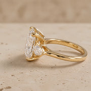 Elongated Cushion Lab-Grown Diamond Three-Stone Engagement Ring