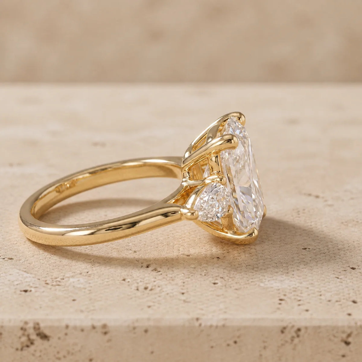 Elongated Cushion Lab-Grown Diamond Three-Stone Engagement Ring